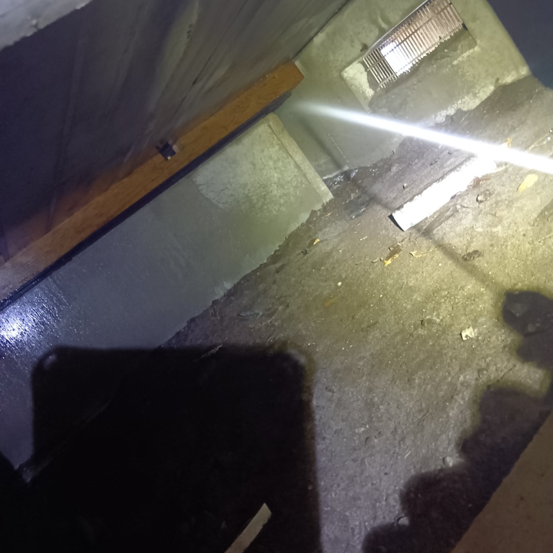 床下の木材にシロアリ駆除剤を散布