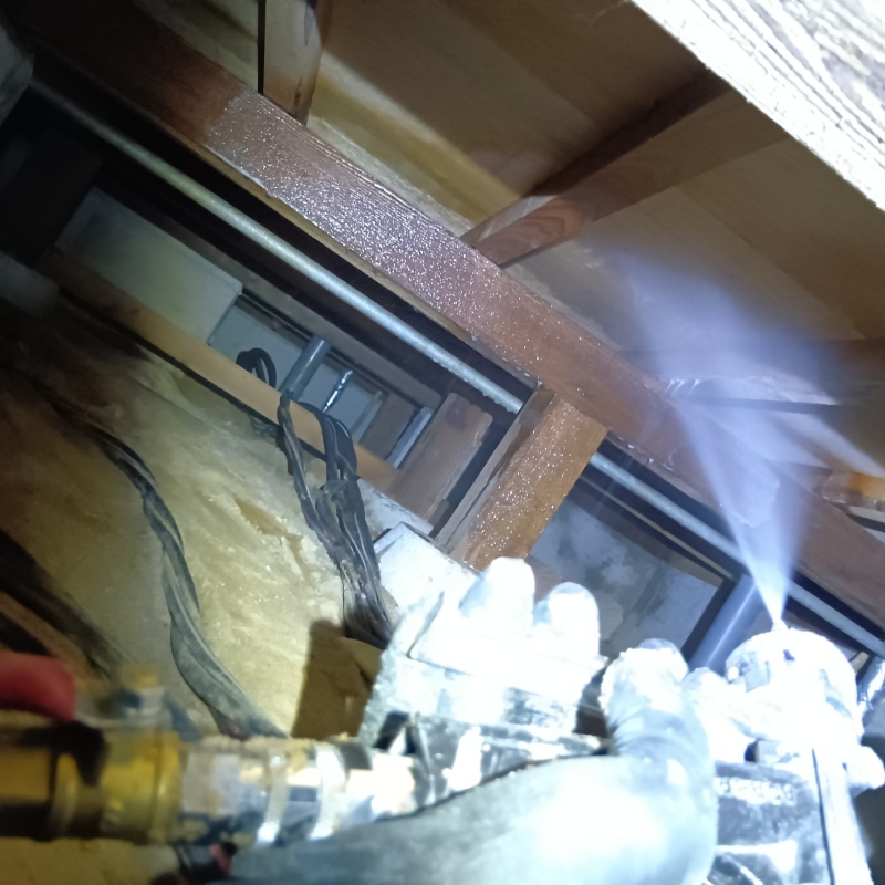 床下の木部にシロアリ駆除剤を散布