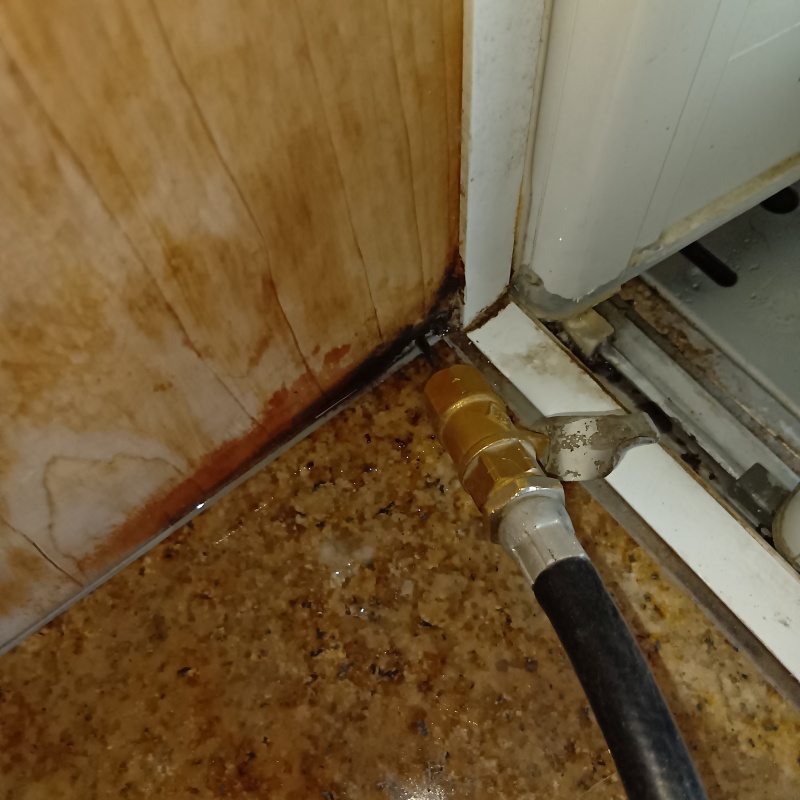 室内の隅にシロアリ駆除剤を注入