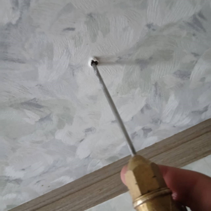 室内の壁にシロアリ駆除剤を注入