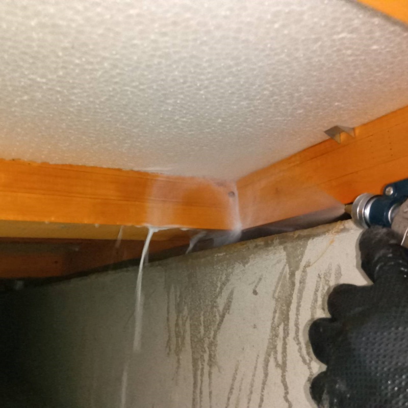 床下の木部にシロアリ駆除剤を散布