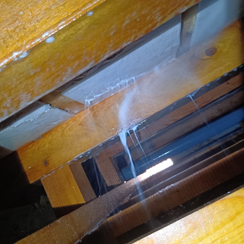 床下の木材にシロアリ駆除剤を散布