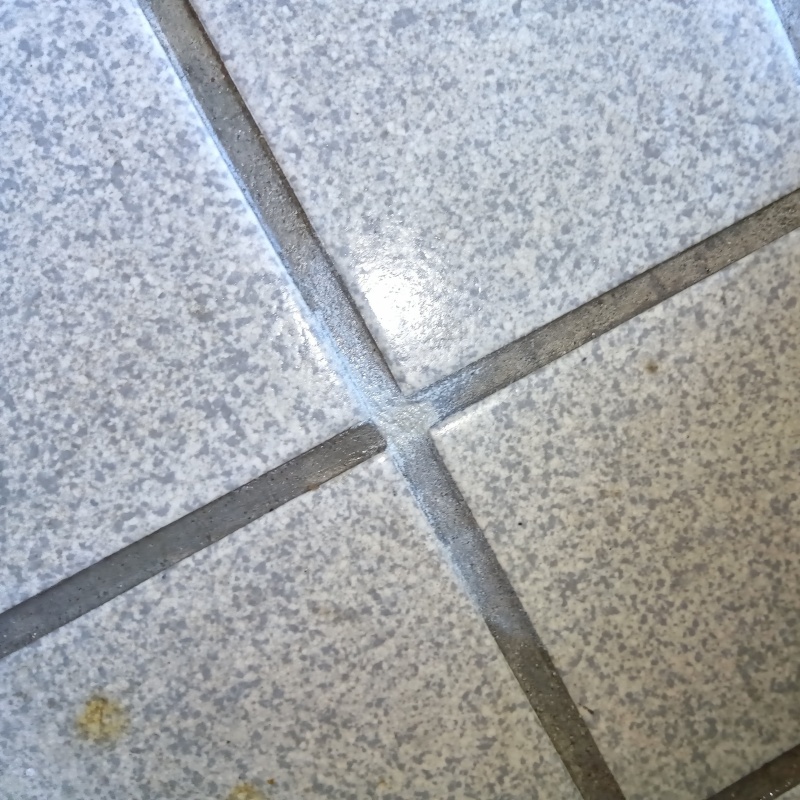 玄関床の穿孔穴を補修