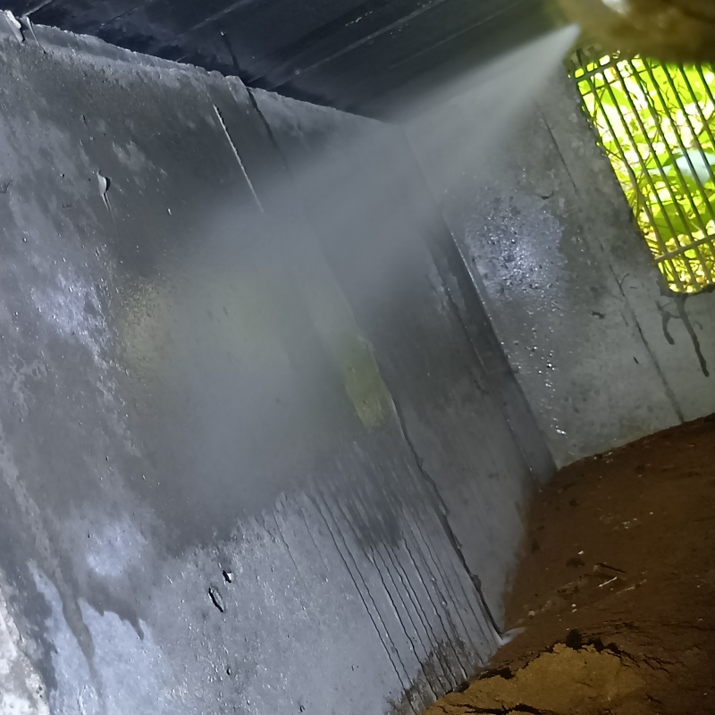 床下の基礎部分にシロアリ駆除剤を散布