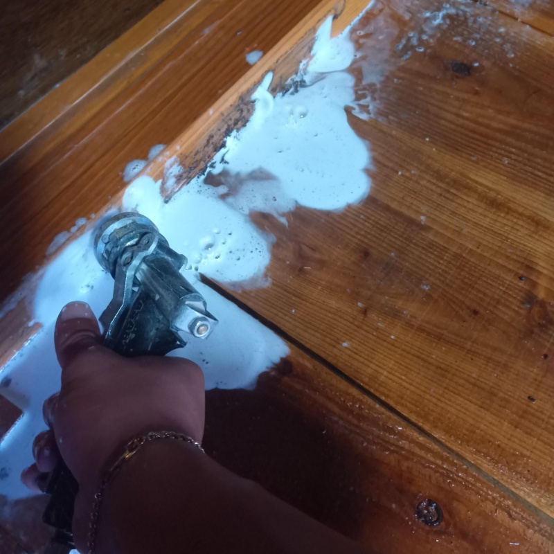 傷んだ木部にシロアリ駆除剤を注入