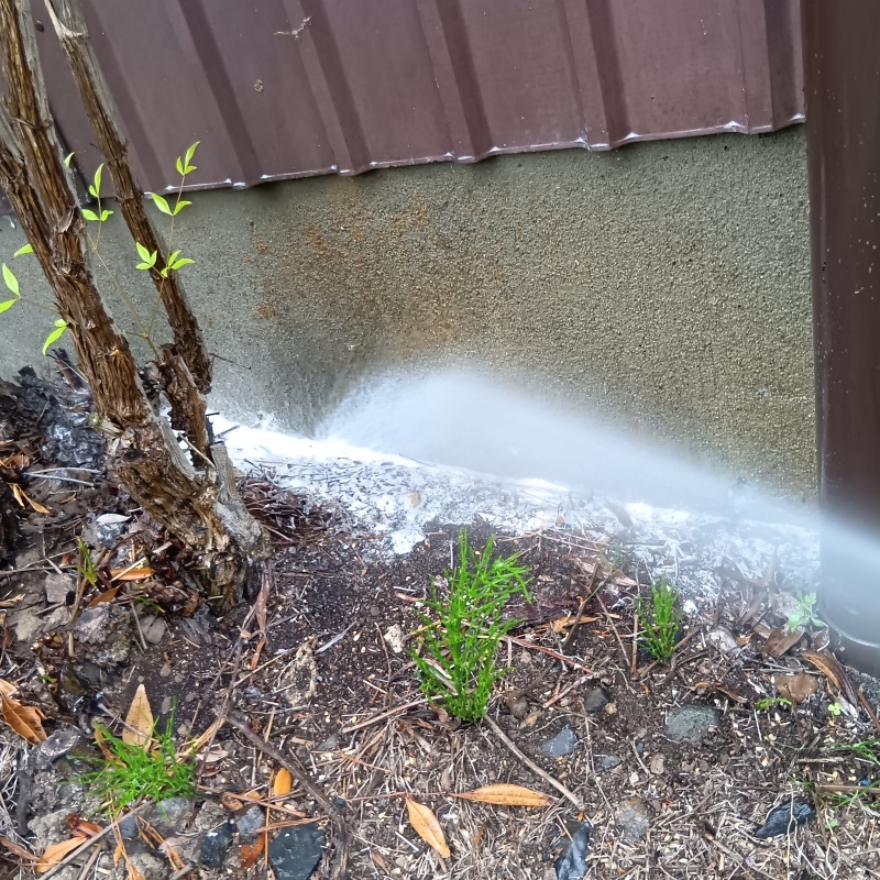 建物の外周にシロアリ駆除剤を散布