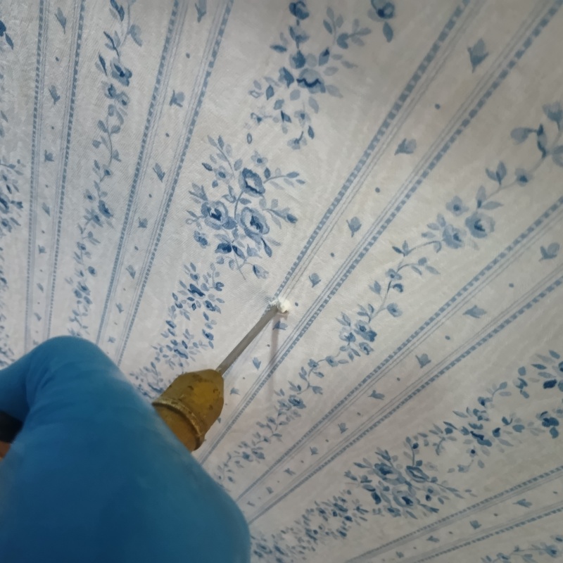 壁に穴を開けてシロアリ駆除剤を注入