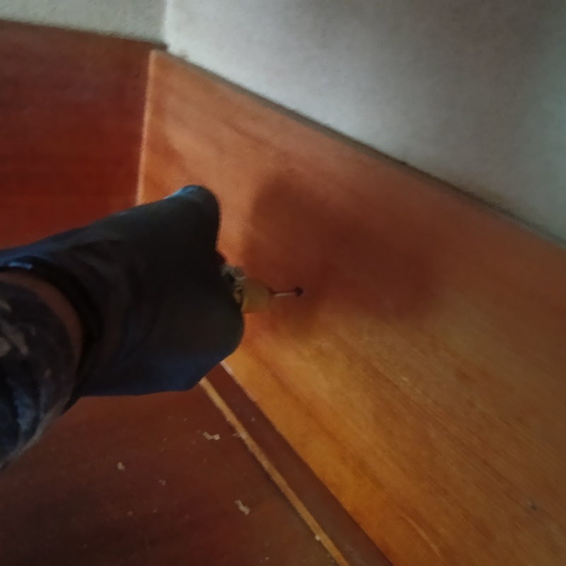 壁にシロアリ駆除剤を注入