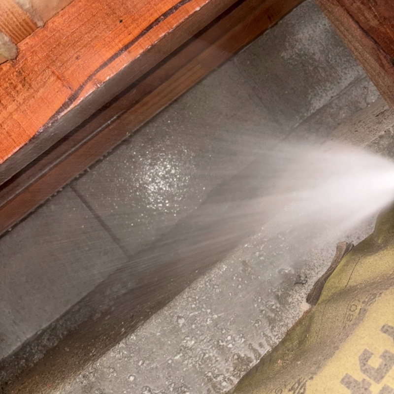 床下の基礎部分にシロアリ駆除剤を散布