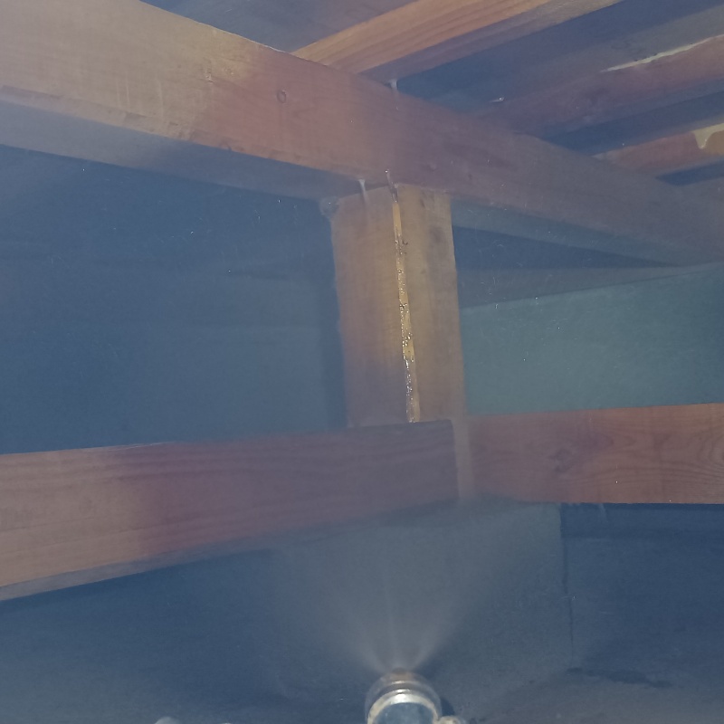 木材と束石が接する部分にシロアリ駆除剤を散布