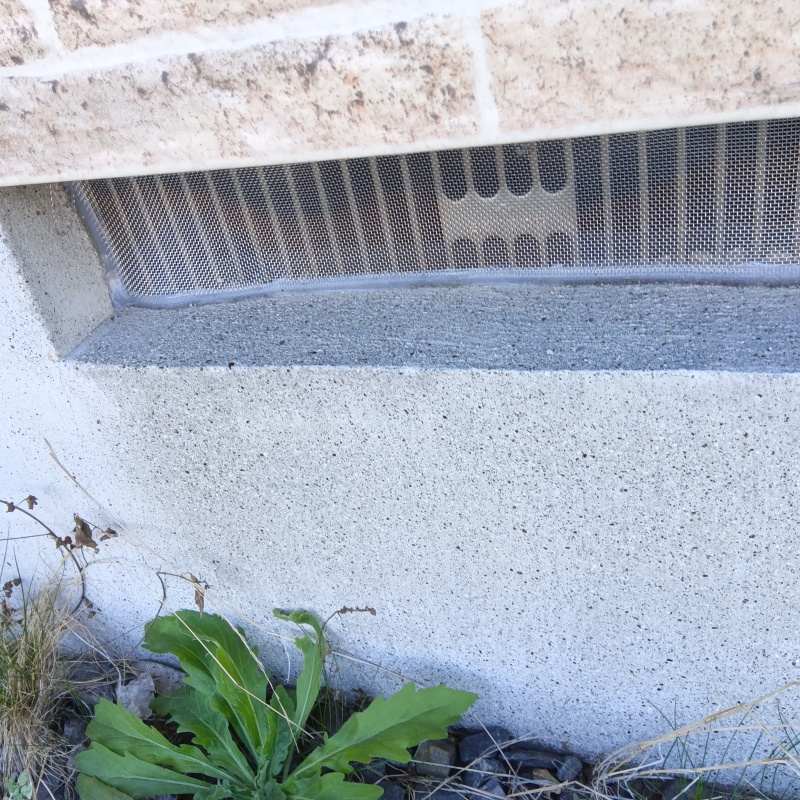 床下換気口をネットとパテで封鎖