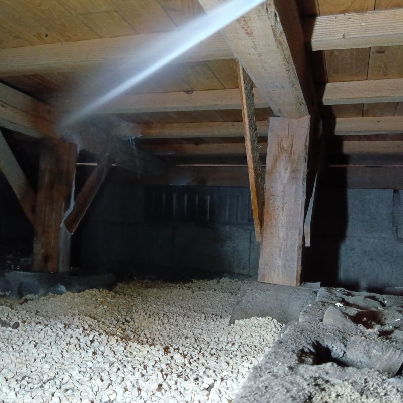 床下木材にシロアリ駆除剤を散布