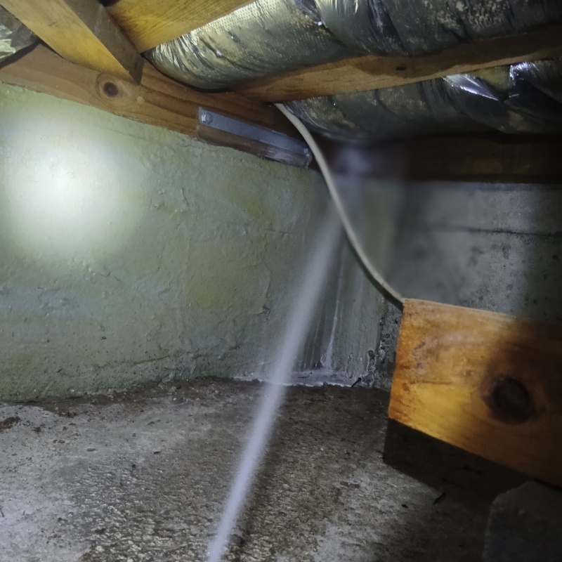 床下の木材に防蟻剤を散布