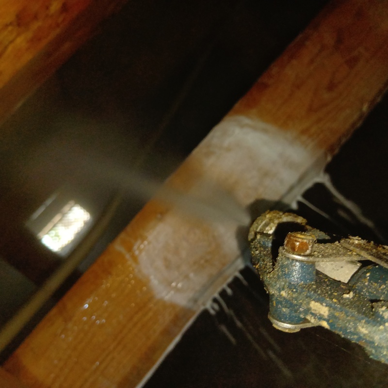 床下の木材に防蟻剤を散布