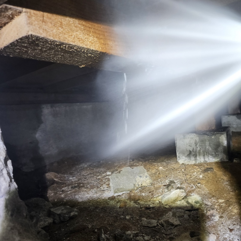 床下の木材に防蟻剤を散布