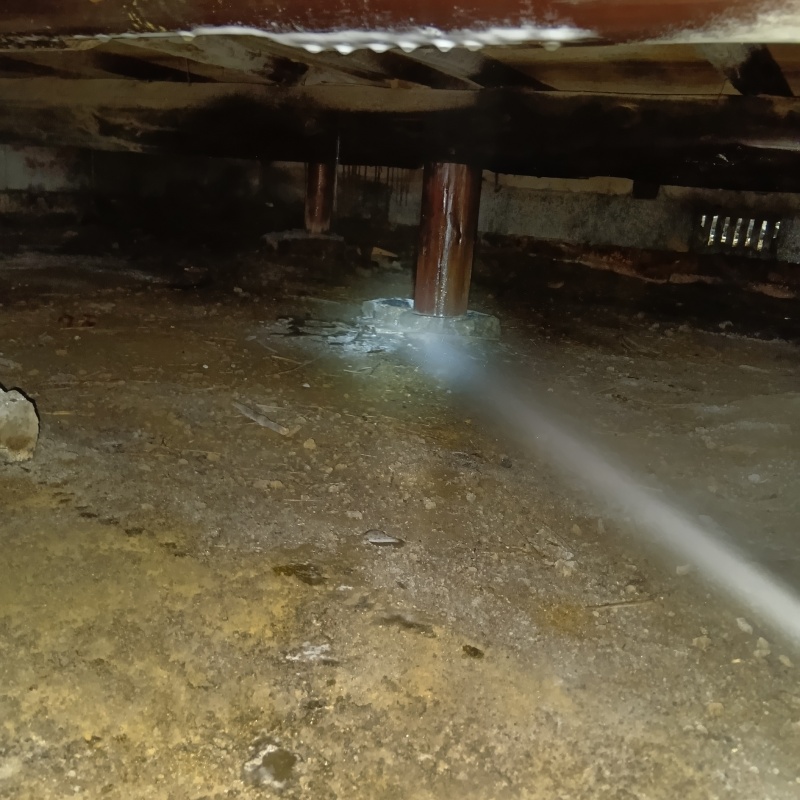 床下の地面にシロアリ駆除剤を散布