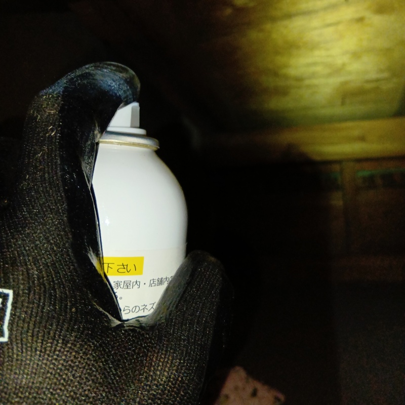 屋根裏に忌避剤をスプレー