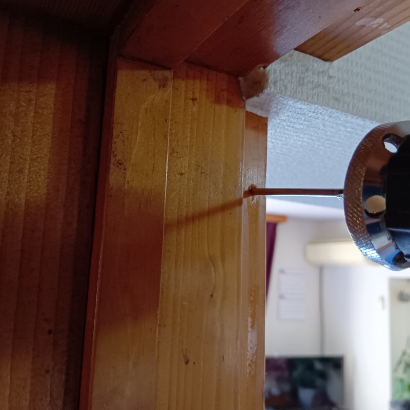 室内の木部にシロアリ駆除剤を注入