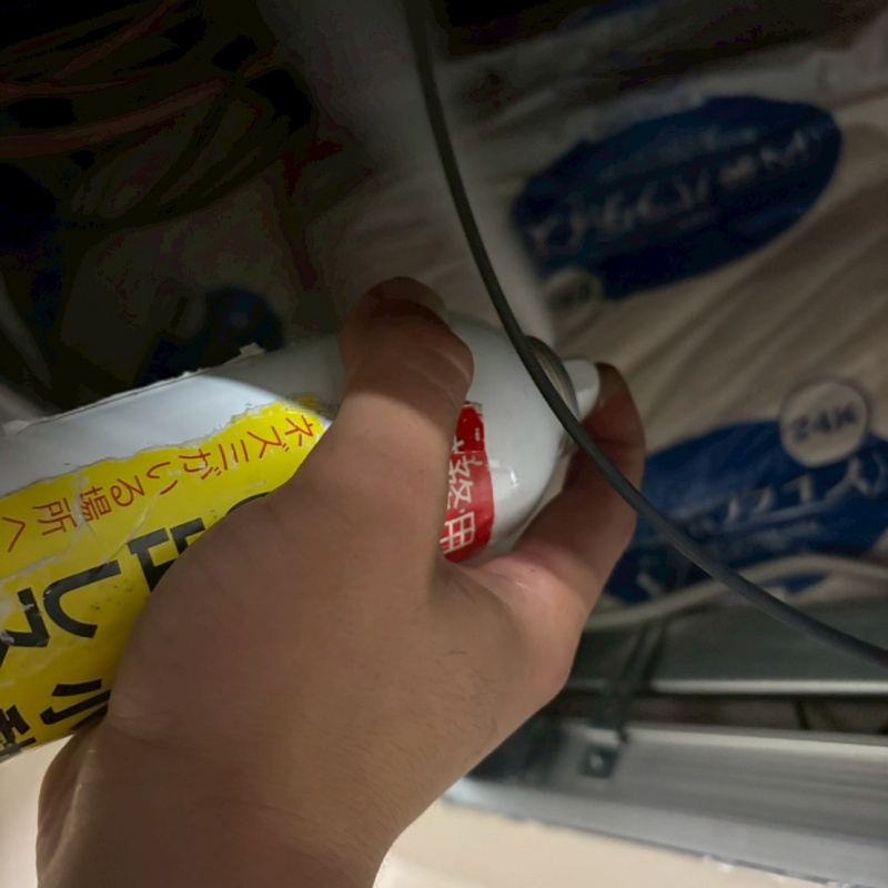 天井裏に忌避スプレーを散布