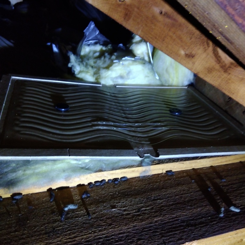 屋根裏に粘着シートを設置