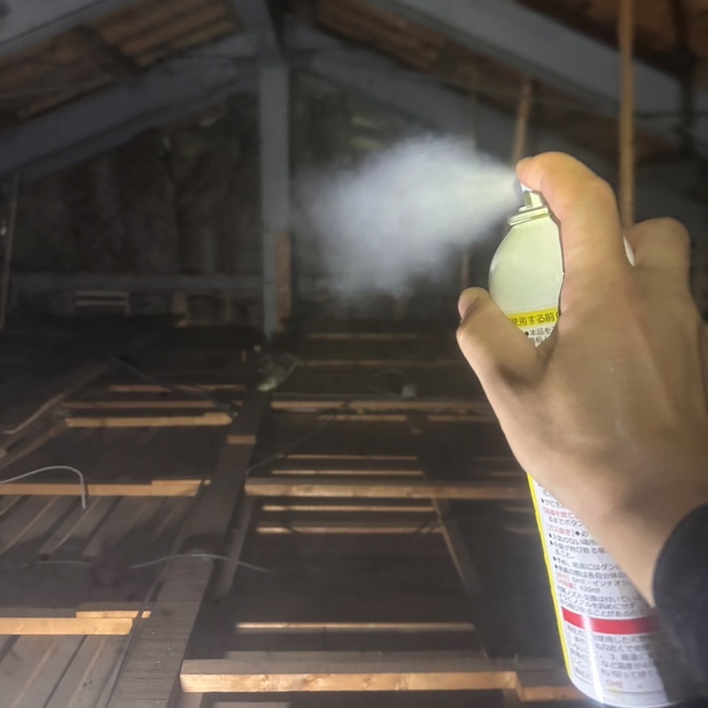 天井裏に忌避剤を散布