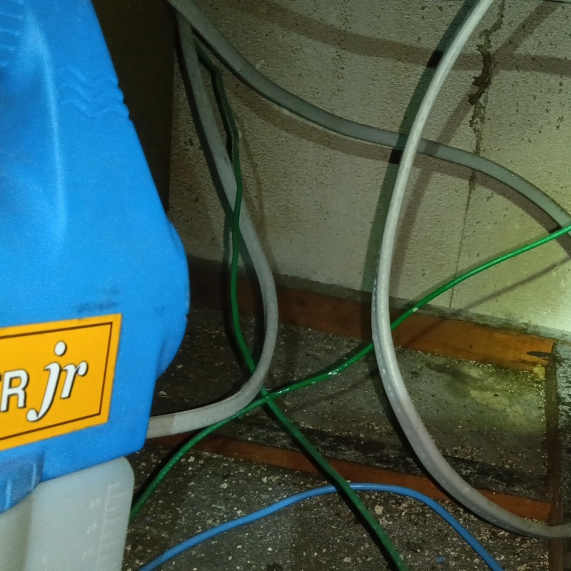噴霧器で除菌・消臭している様子