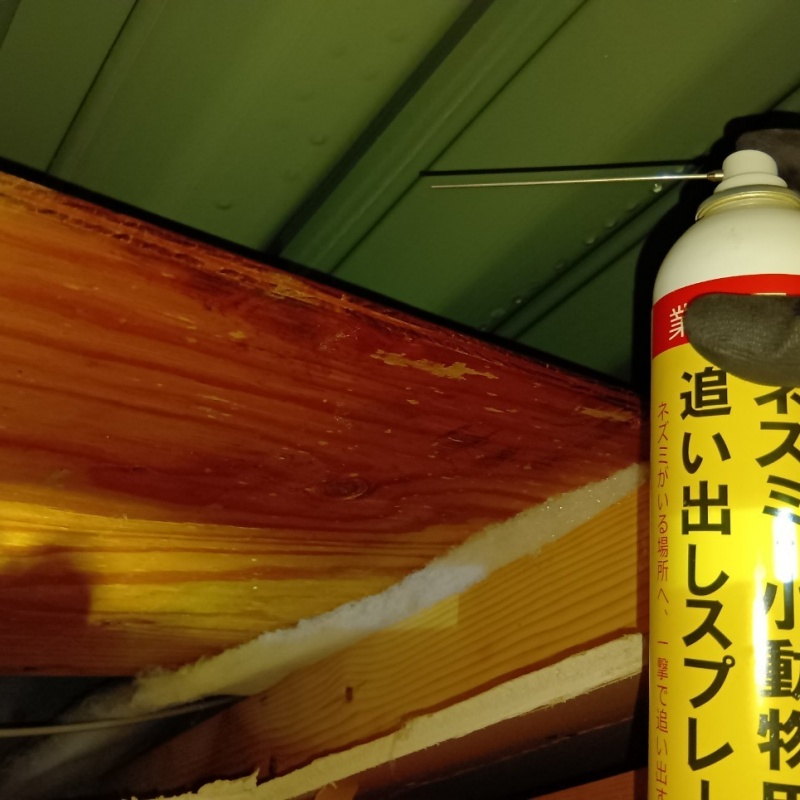 すき間に忌避剤を散布