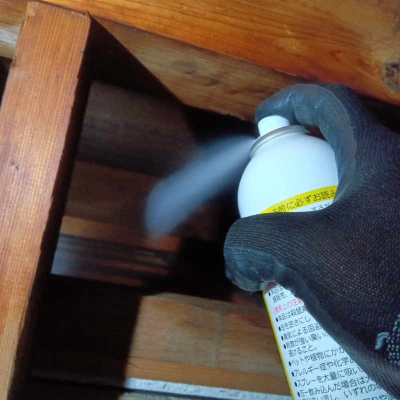 天井裏に忌避剤を散布