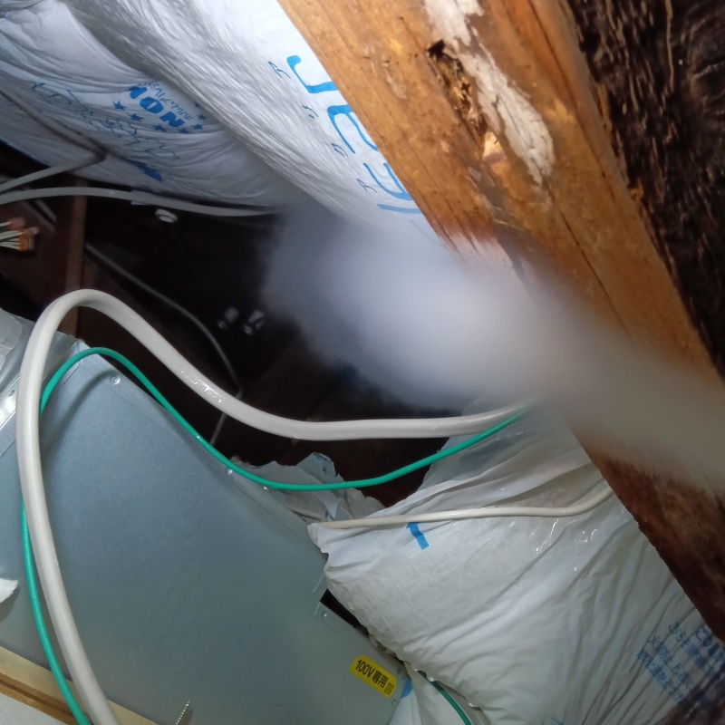 忌避剤を吹き付けている様子