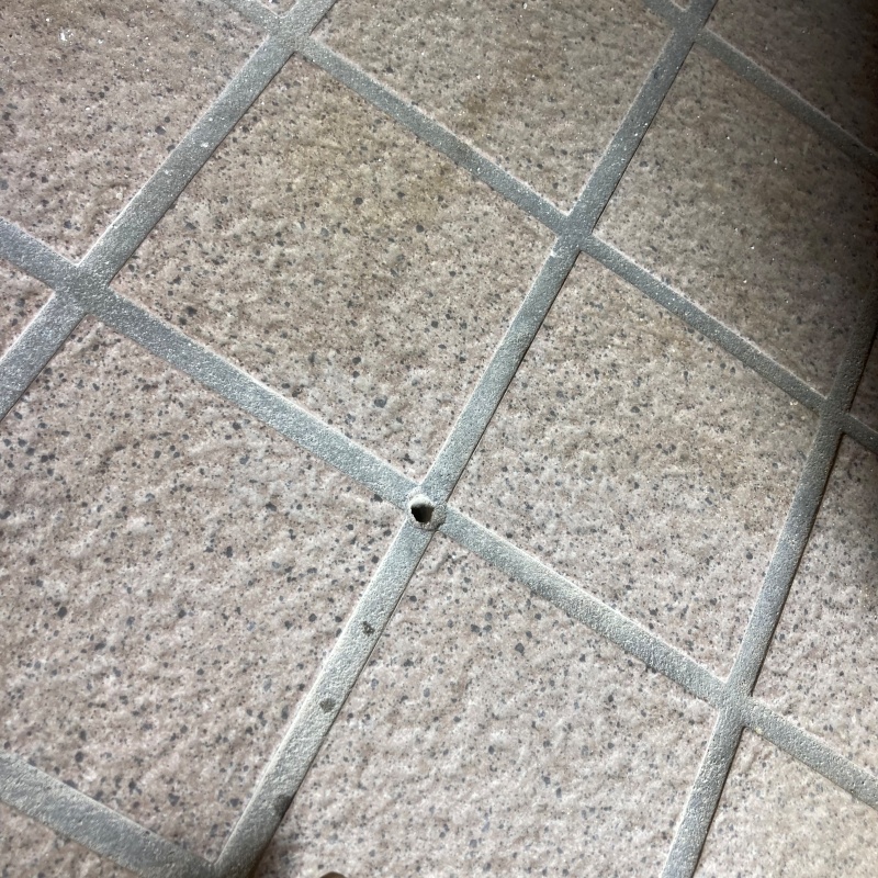 穿孔処理の穴を開けた様子