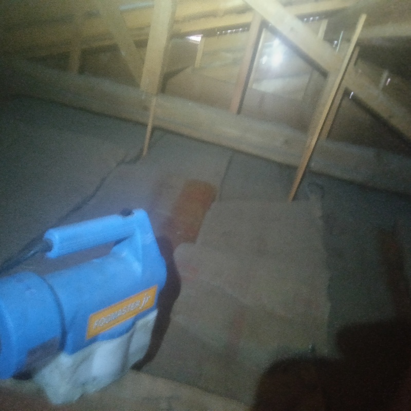 天井裏を噴霧器で除菌・消臭