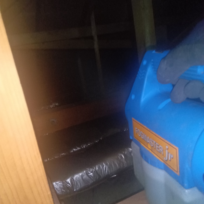 天井裏を噴霧器で除菌・消臭