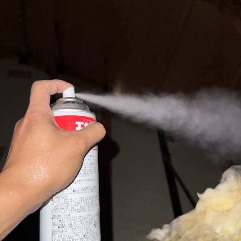 殺虫剤を吹き付けている様子