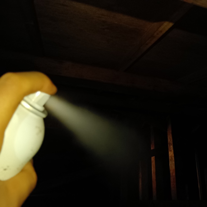 屋根裏に忌避剤をスプレー