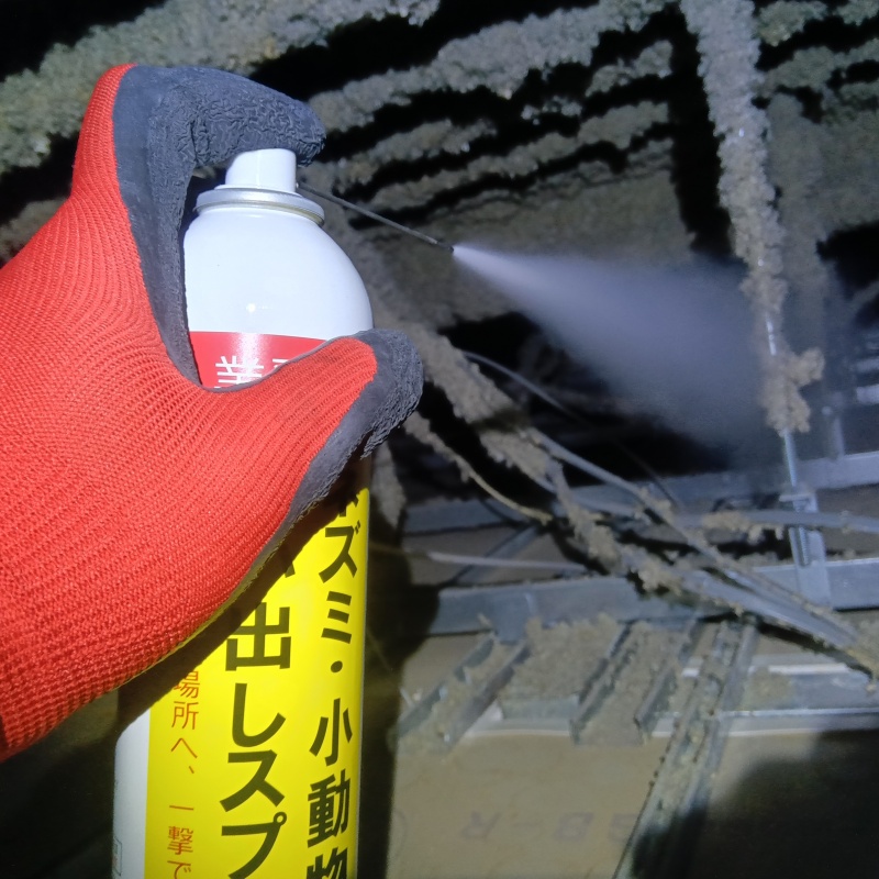 天井裏に忌避剤を散布