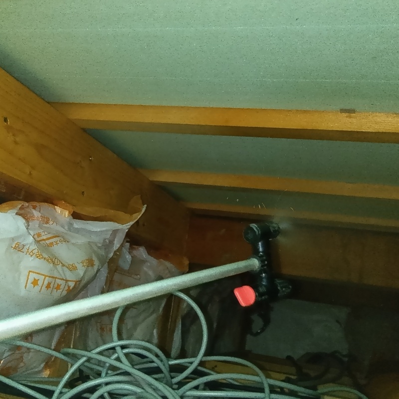 天井裏に殺虫剤を散布