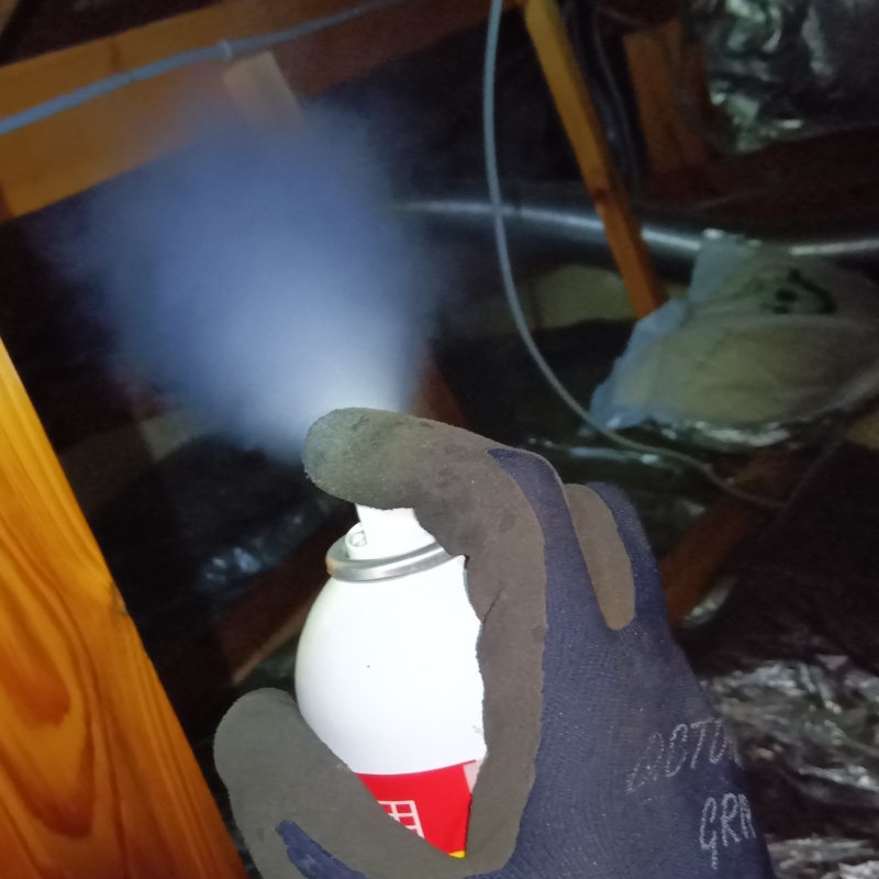忌避剤を吹き付けている様子