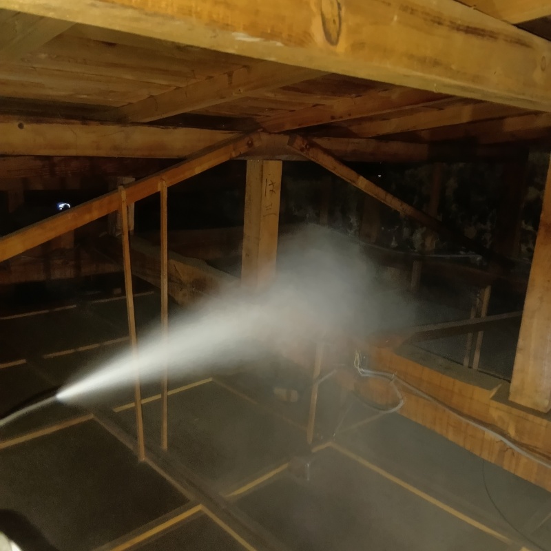噴射器で殺虫剤を散布