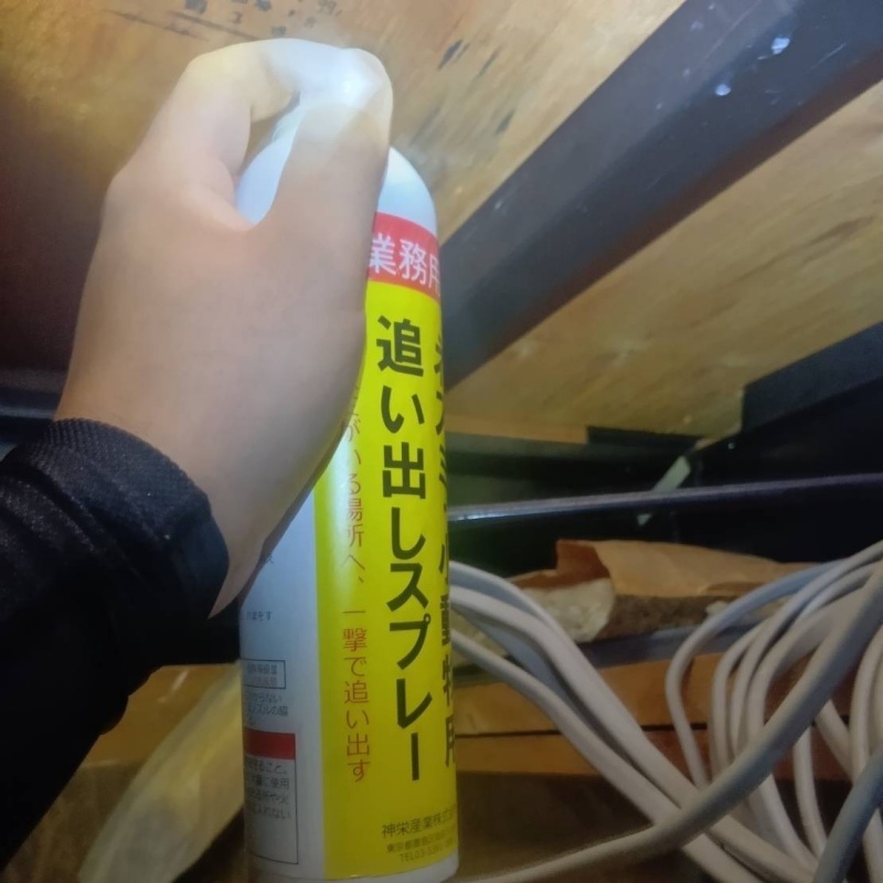 屋根裏に忌避剤をスプレー