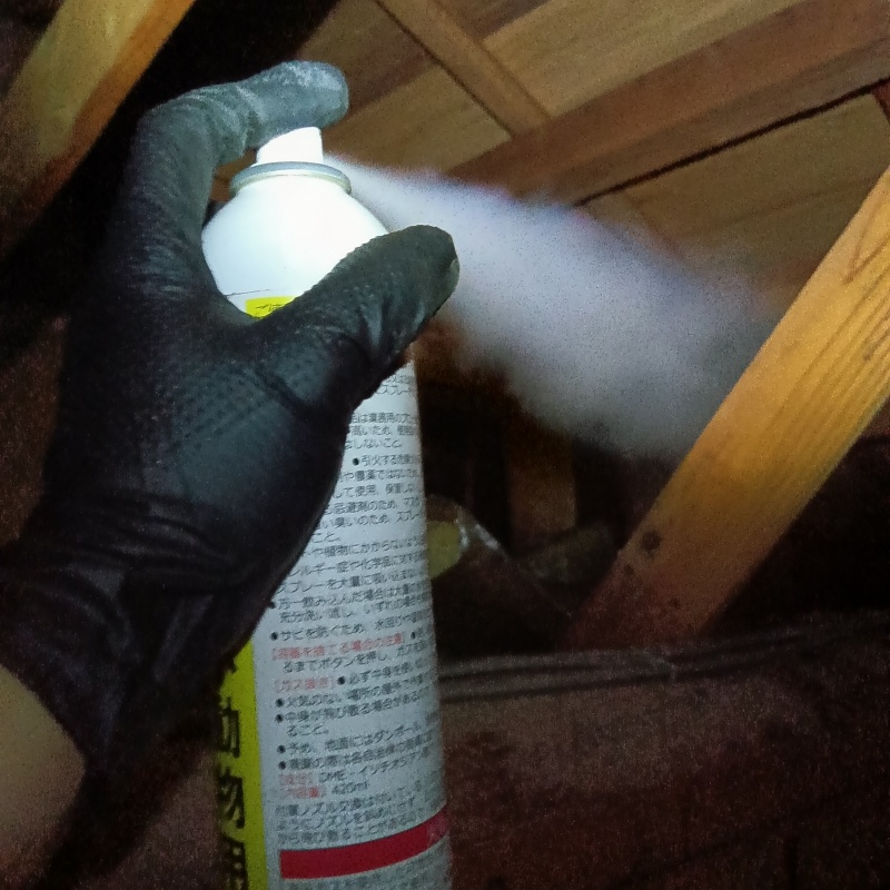 天井裏に忌避剤を散布