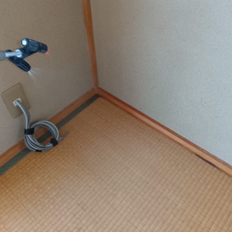 除菌・消臭剤を吹き付ける様子