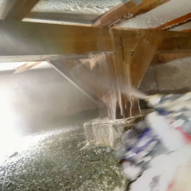 床下の木材に防蟻剤を散布