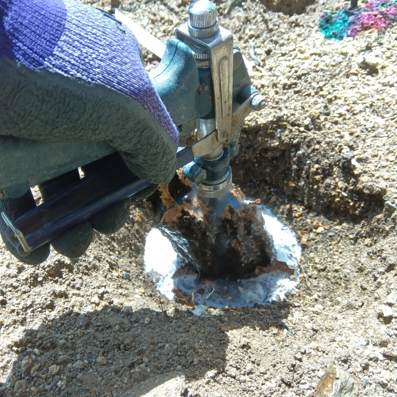 地面に防蟻剤を注入