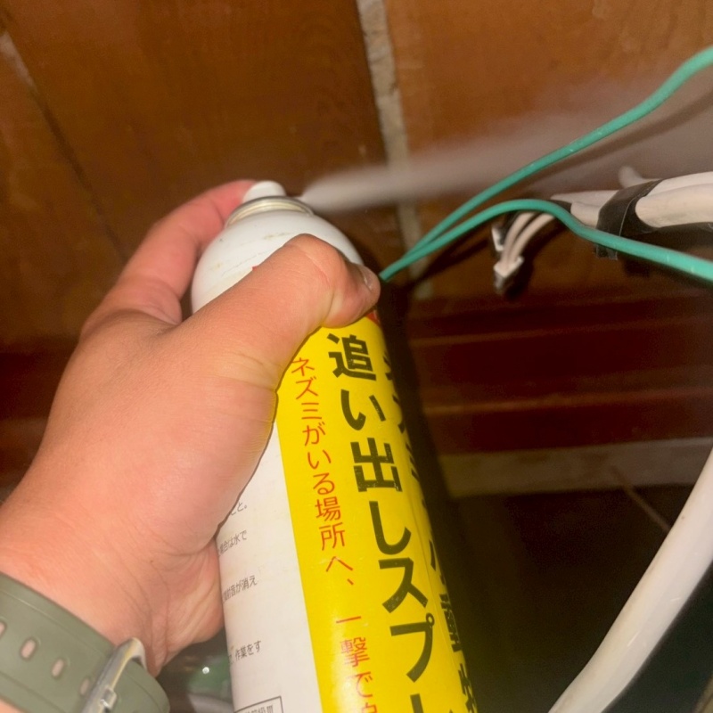 天井裏に忌避剤を散布