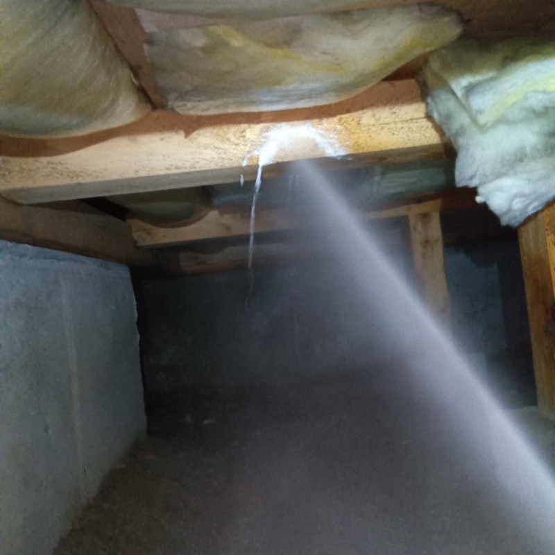 床下の木材にシロアリ駆除剤を散布