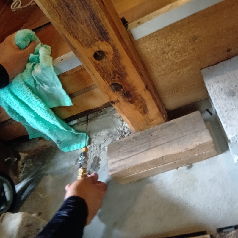 木部にシロアリ駆除剤を注入