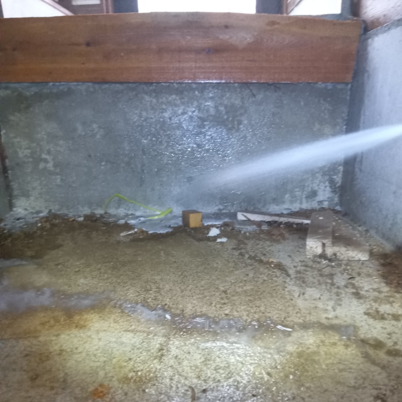 木部や土壌にシロアリ駆除剤を散布