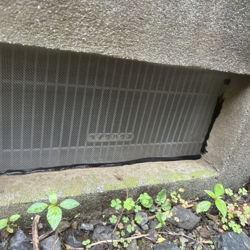 床下換気口をネットとパテで封鎖