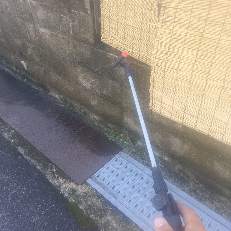 殺虫剤を吹き付けている様子