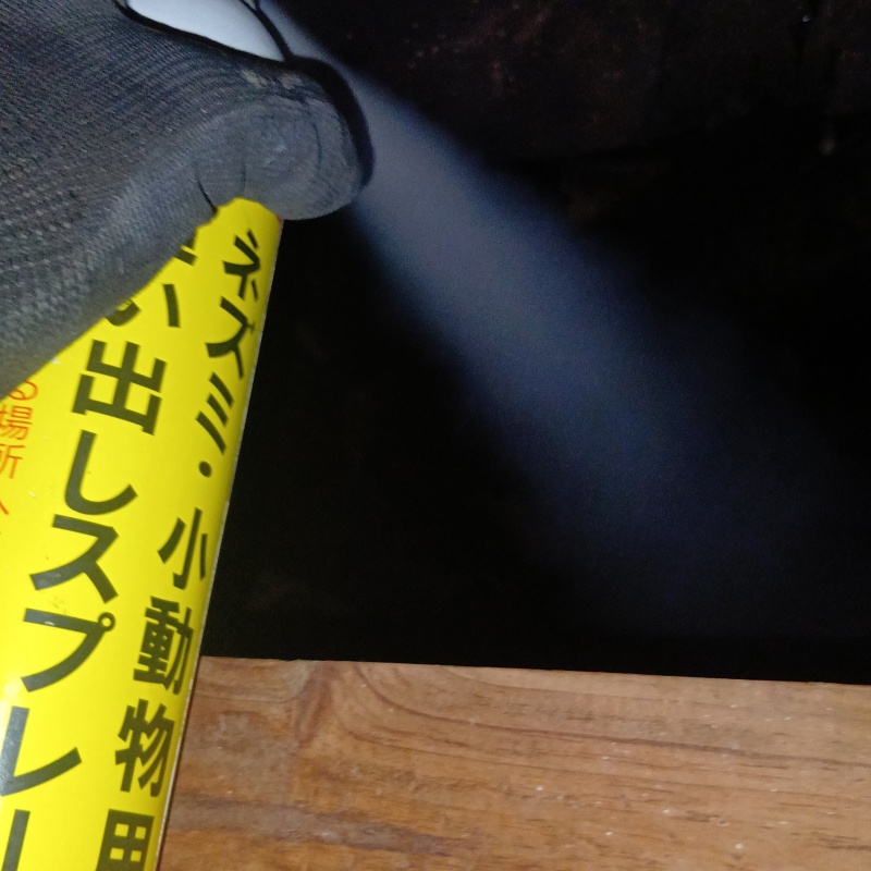 屋根裏に忌避剤をスプレー